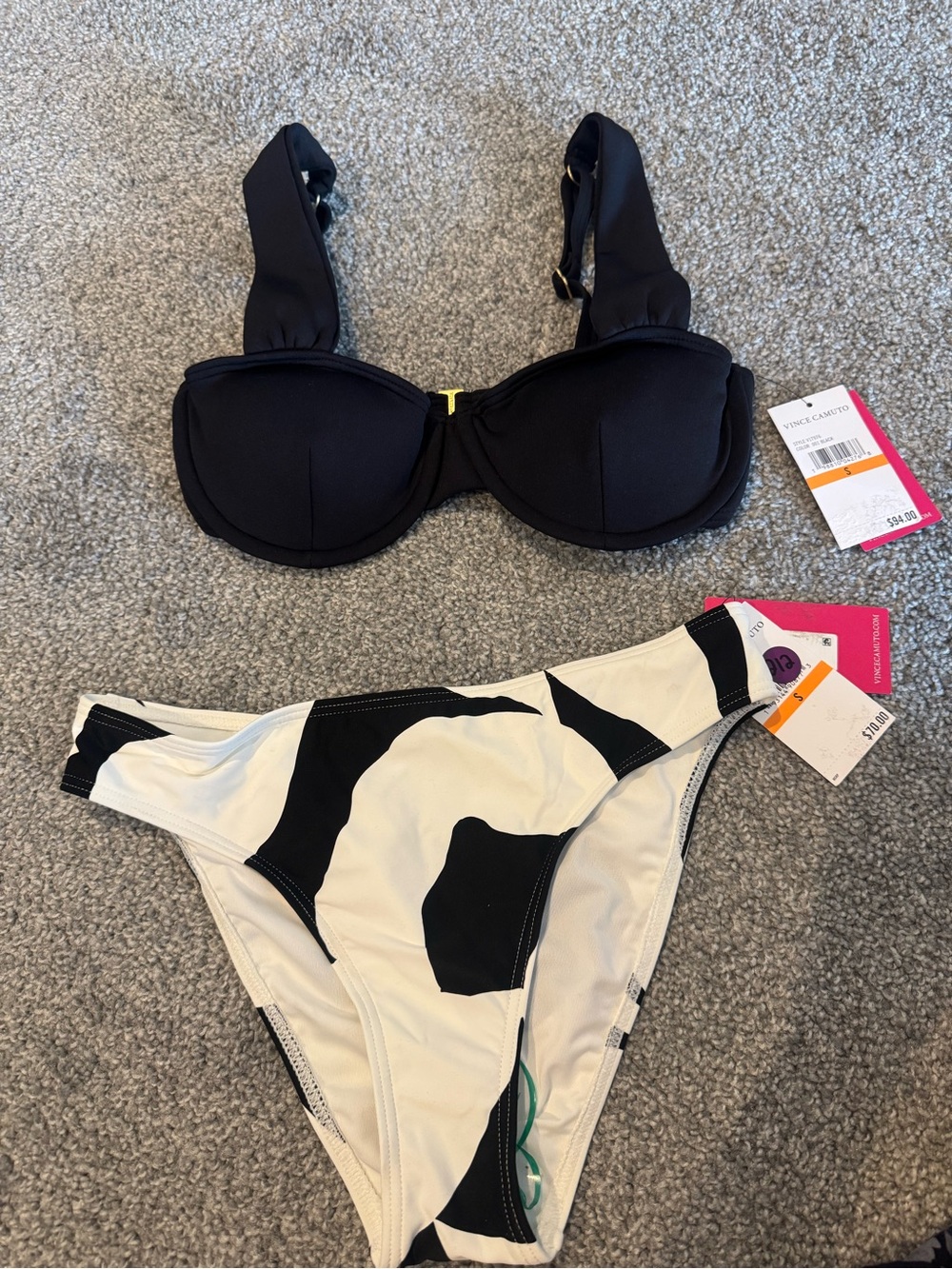 Vince Camuto Black & White Two-Piece Bikini Set